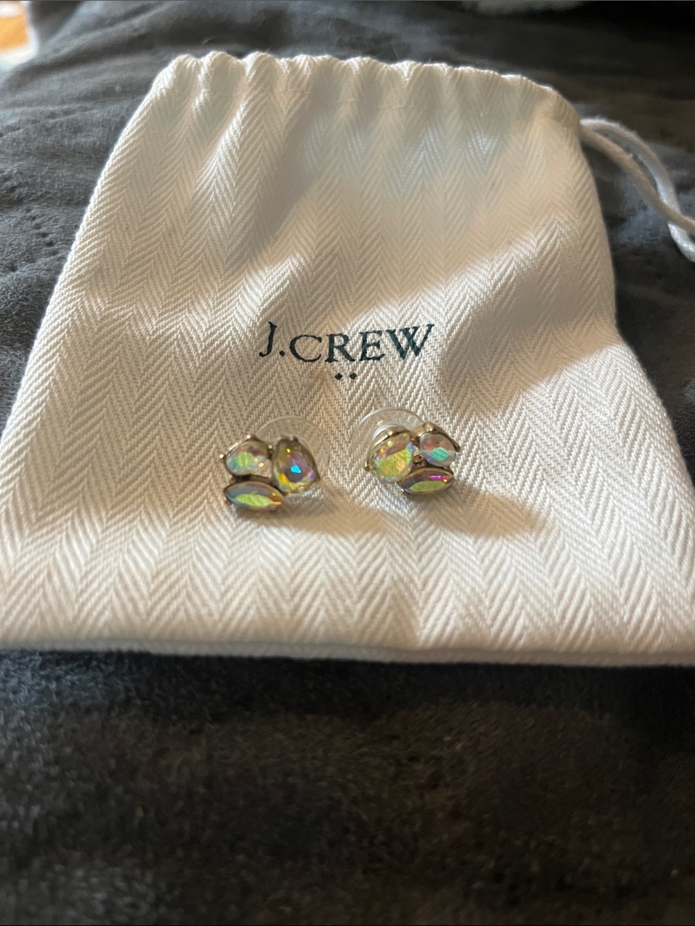 J. Crew Iridescent Crystal Cluster Stud Earrings - Gold Tones